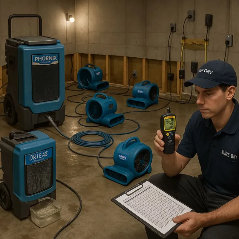 Structural Drying and Dehumidification process in Stratham Station, NH